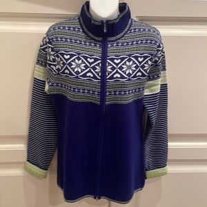 Obermeyer zip front fair isle ski sweater sz M